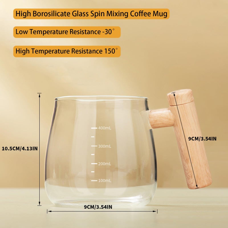 FOXNSK Self Stirring Mug  Electric Mixing Cup Self Stirring Coffee Mug High Borosilicate Glass Mixing Coffee Mug Rotating Home Office Travel Stirring Cup Suitable for Coffee/Milk/Protein Powder - Image 4